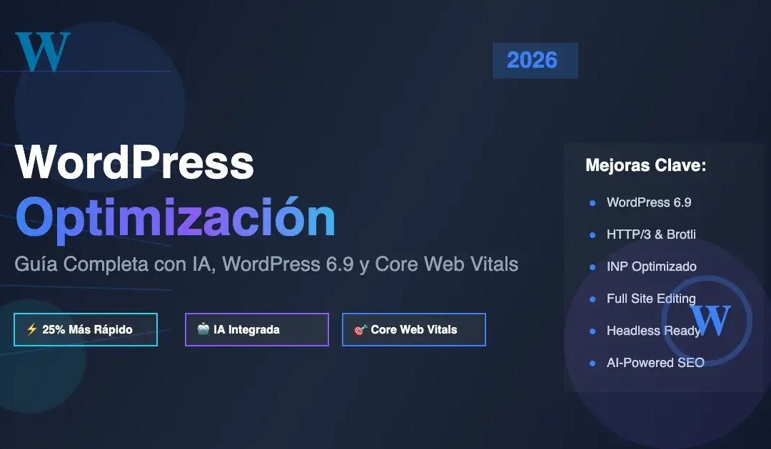 Optimización WordPress en 2026: Guía Completa con IA, WordPress 6.9 y Últimas Tendencias